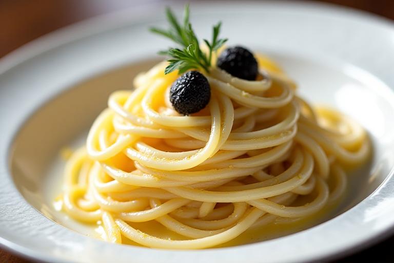 Cacio e Pepe rivisitata con perle di pepe nero